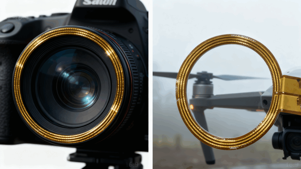 Ultra-thin 0.05-0.25mm flexible PI heater installed behind camera lens for drone & ADAS optical systems