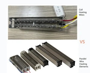 coil heating wires vs parallel wire heating elements in ventilation heating system comparison